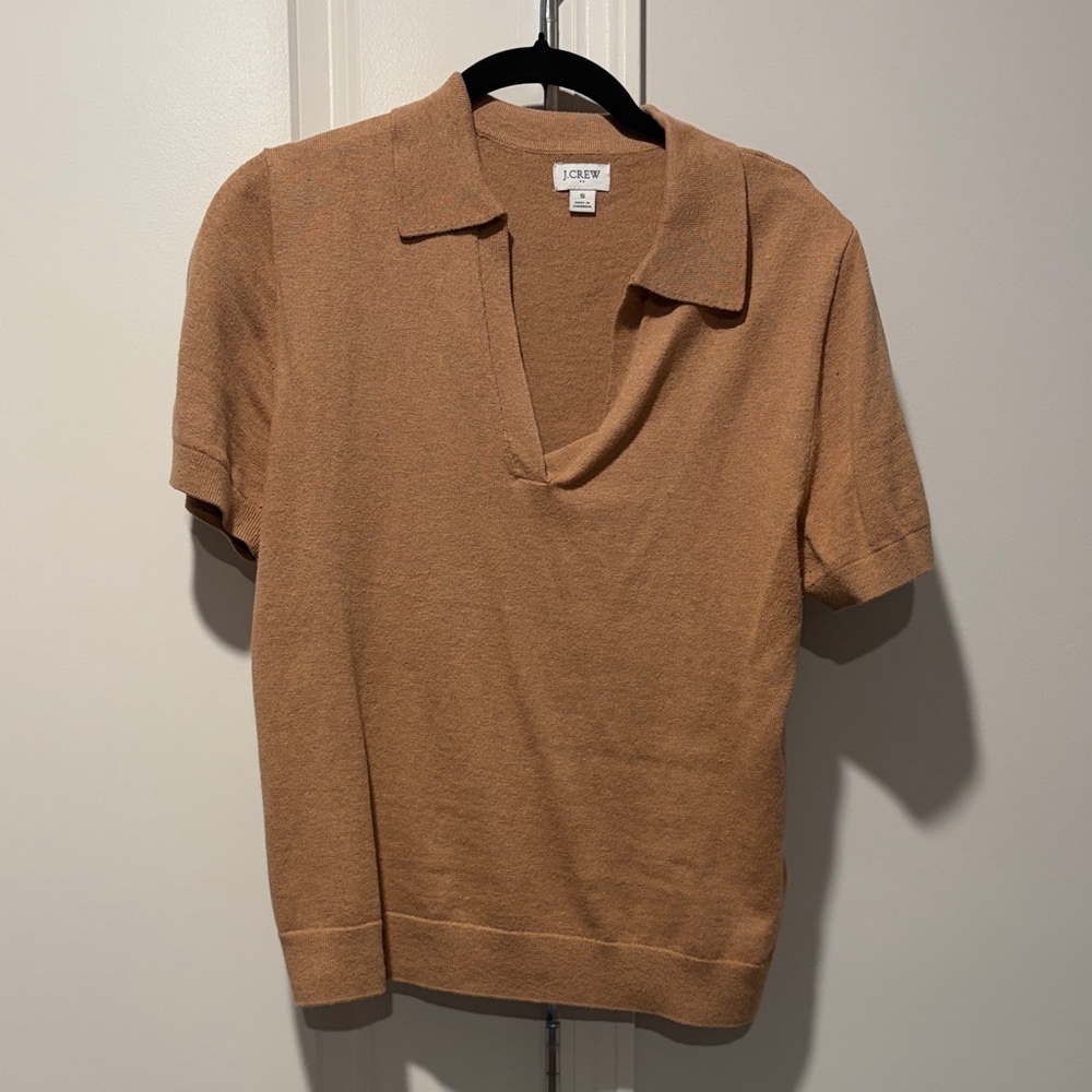 J. Crew Camel Short Sleeve Knit Top